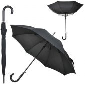Зонт-трость “Anti Wind”, полуавтомат, деревянная ручка, черный; D=103 см