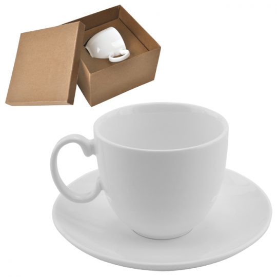 Чайная пара «Романтика» в подарочной упаковке; 16,5х16,5х11см,210мл; фарфор; деколь