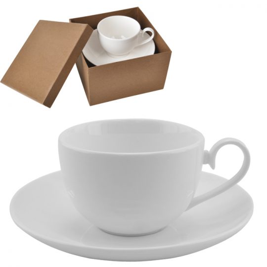 Чайная пара «Классика» в подарочной упаковке; 16,5х16,5х11см,190мл; фарфор; деколь