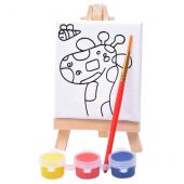 Набор для раскраски «Жираф»:холст,мольберт,кисть, краски 3шт, 7,5х12,5х2 см, дерево, холст