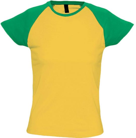 Футболка женская MILKY 150 желтая с зеленым, размер M