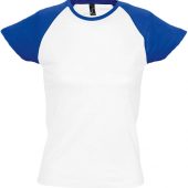Футболка женская MILKY 150 белая с ярко-синим, размер XL