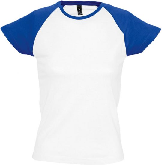 Футболка женская MILKY 150 белая с ярко-синим, размер L