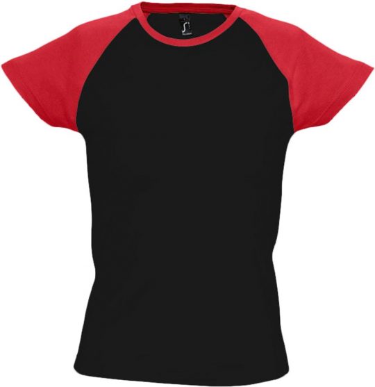 Футболка женская MILKY 150 черная с красным, размер L