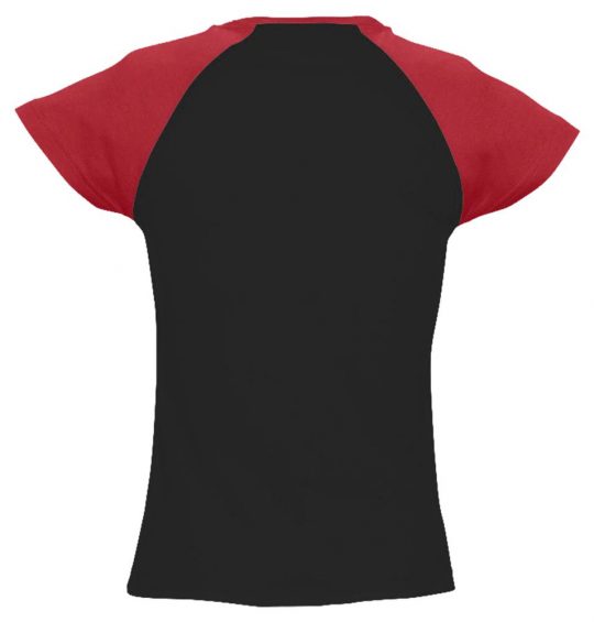 Футболка женская MILKY 150 черная с красным, размер M