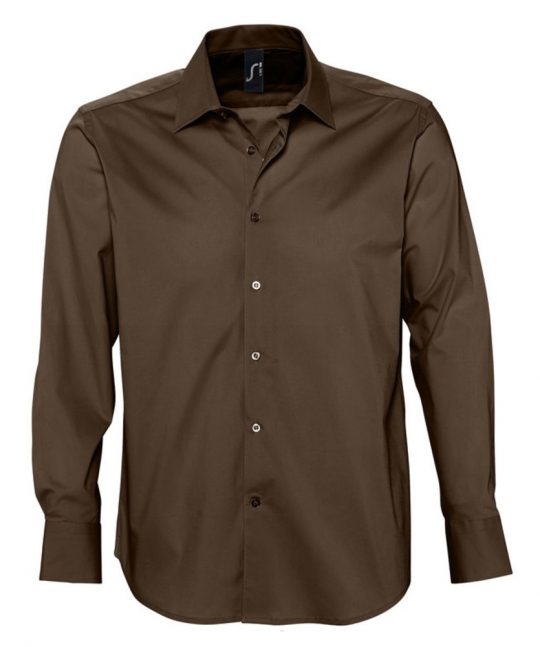 Рубашка мужская с длинным рукавом Brighton темно-коричневая, размер L