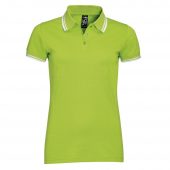 Рубашка поло женская PASADENA WOMEN 200 с контрастной отделкой, зеленый лайм/белый, размер S