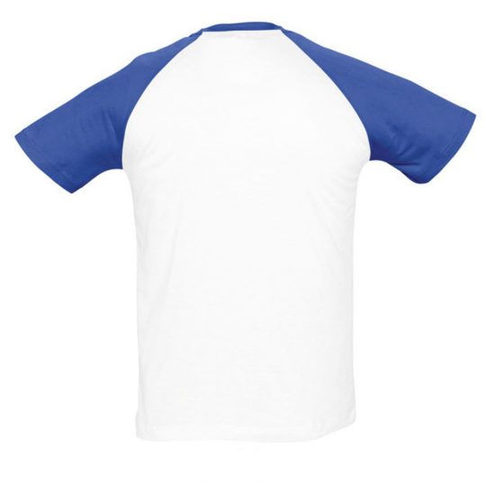 Футболка мужская двухцветная FUNKY 150, белая с ярко-синим, размер XL