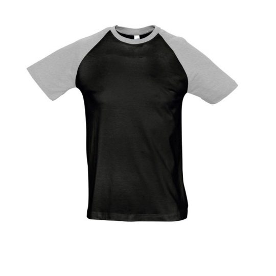 Футболка мужская двухцветная FUNKY 150, черная с серым меланжем, размер M