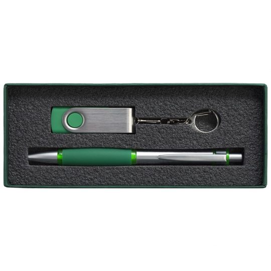 Набор Notes: ручка и флешка, зеленый