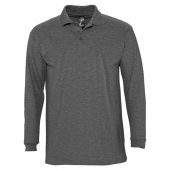 Рубашка поло мужская с длинным рукавом WINTER II 210 черный меланж, размер XXL