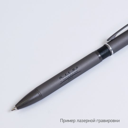 Шариковая ручка, IP Grey stone, цвет.база под лазерную гравировку, нажимной. мех-м, корпус-металл.,черный, сил. стилус