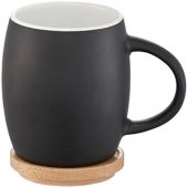 Керамическая чашка Hearth с деревянной крышкой-костером, черный/белый, арт. 009151603