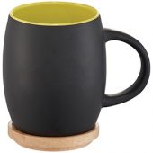 Керамическая чашка Hearth с деревянной крышкой-костером, черный/лайм, арт. 009151303