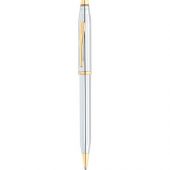 *Ручка шариковая Cross модель Century II в футляре серебристая с золотом, арт. 009004503