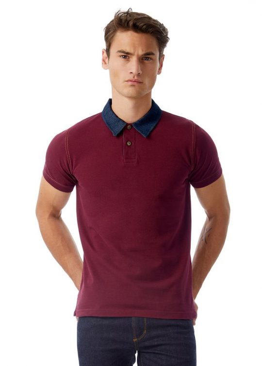 Рубашка поло мужская DNM Forward бордовый/синий джинс, размер S