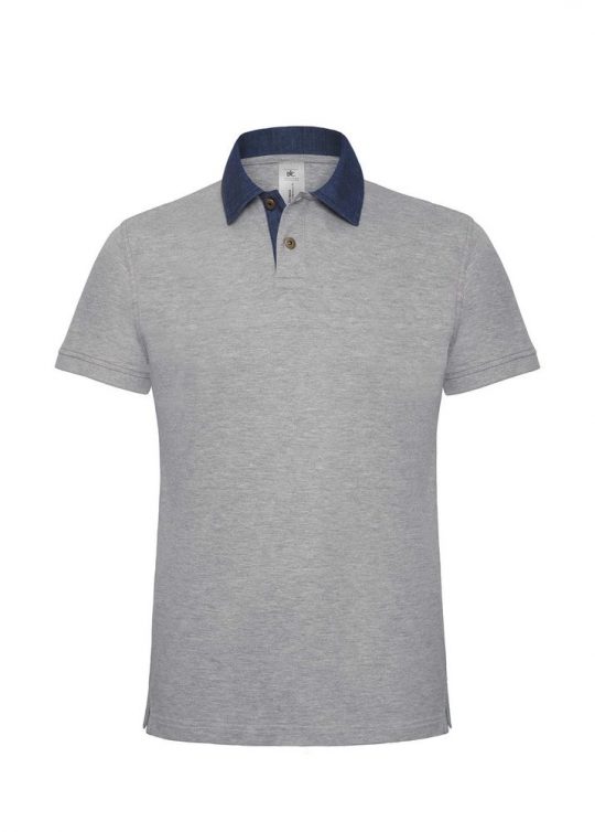 Рубашка поло мужская DNM Forward серый меланж/синий джинс, размер XL