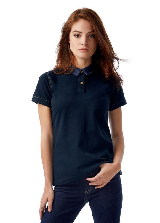 Рубашка поло женская DNM Forward бордовый/синий джинс, размер L