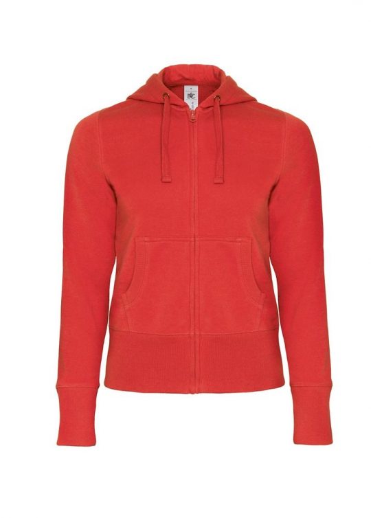 Толстовка женская Hooded Full Zip красная, размер XL