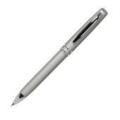 Шариковая ручка, Consul, нажимной мех-м,корпус-алюминий,покрытие-soft touch,отд.-хром, серебро, для лазерной гравировки