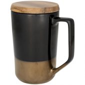 Керамическая кружка Tahoe для чая и кофе с деревянной крышкой, черный, арт. 014826903