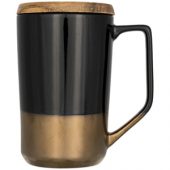 Керамическая кружка Tahoe для чая и кофе с деревянной крышкой, черный, арт. 014826903