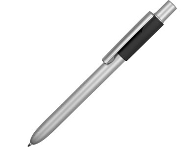 Ручка металлическая шариковая «Bobble» с силиконовой вставкой, серый/черный, арт. 015125703