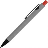 Ручка металлическая soft-touch шариковая «Snap», серый/черный/красный, арт. 015075603