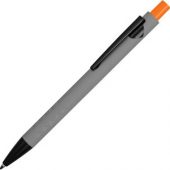 Ручка металлическая soft-touch шариковая «Snap», серый/черный/оранжевый, арт. 015121003