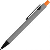 Ручка металлическая soft-touch шариковая «Snap», серый/черный/оранжевый, арт. 015121003
