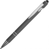 Ручка металлическая soft-touch шариковая со стилусом «Sway», серый/серебристый, арт. 015075303