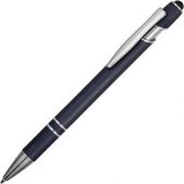 Ручка металлическая soft-touch шариковая со стилусом «Sway», темно-синий/серебристый, арт. 015075403