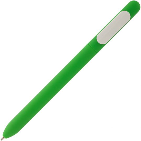 Ручка шариковая Slider Soft Touch, зеленая с белым