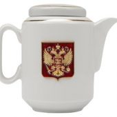 Чайный набор с подстаканником и фарфоровым чайником «ЭГОИСТ-Л», золотистый/белый, арт. 015142703