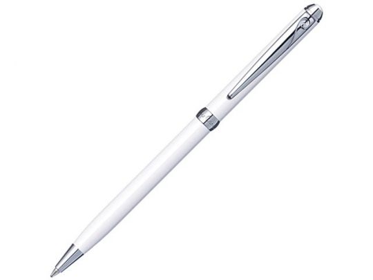 Ручка шариковая Pierre Cardin SLIM с поворотным механизмом, белый/серебро, арт. 015615003