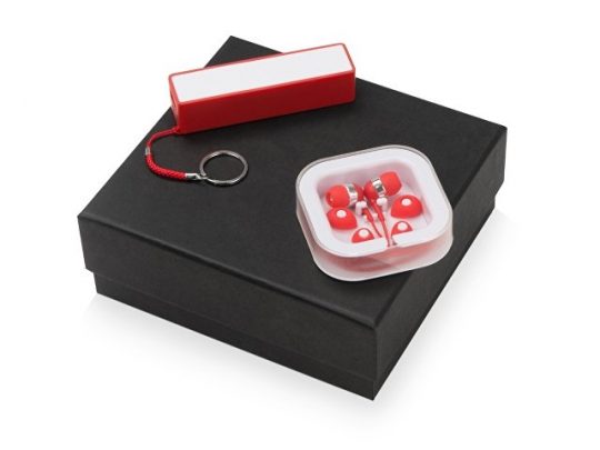 Подарочный набор Non-stop music с наушниками и зарядным устройством, красный, арт. 015631603