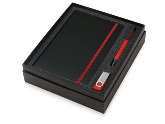 Подарочный набор Q-edge с флешкой, ручкой-подставкой и блокнотом А5, красный, арт. 015629803