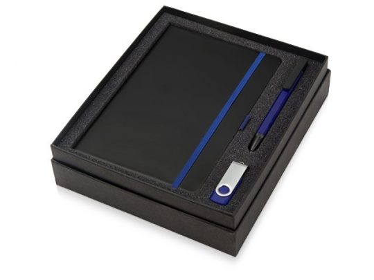 Подарочный набор Q-edge с флешкой, ручкой-подставкой и блокнотом А5, синий, арт. 015630103