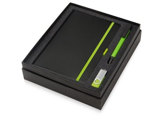 Подарочный набор Q-edge с флешкой, ручкой-подставкой и блокнотом А5, зеленый, арт. 015629903