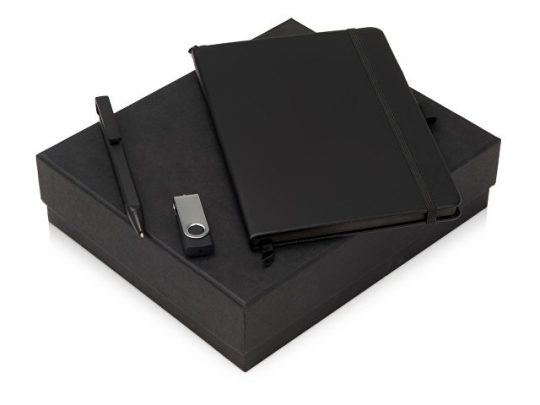 Подарочный набор Q-edge с флешкой, ручкой-подставкой и блокнотом А5, черный, арт. 015630003