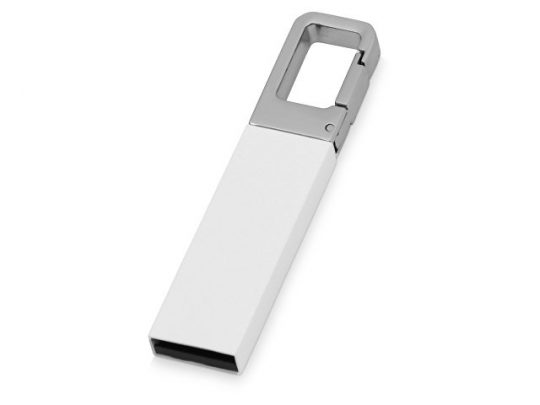 Флеш-карта USB 2.0 16 Gb с карабином Hook, белый/серебристый (16Gb), арт. 016332303