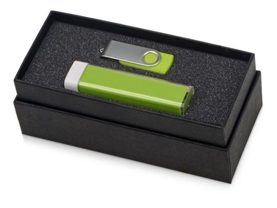 Подарочный набор Flashbank с флешкой и зарядным устройством, зеленый, арт. 016347903