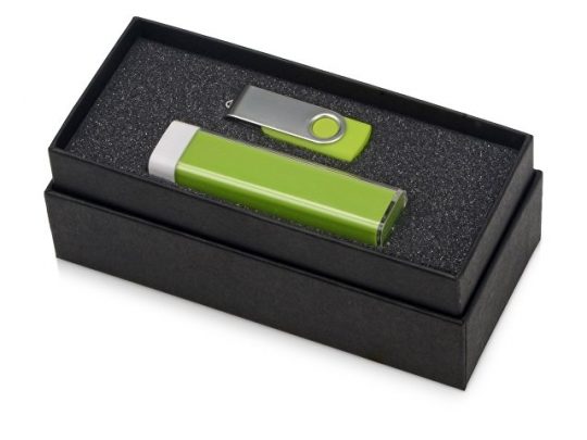 Подарочный набор Flashbank с флешкой и зарядным устройством, зеленый, арт. 016347903
