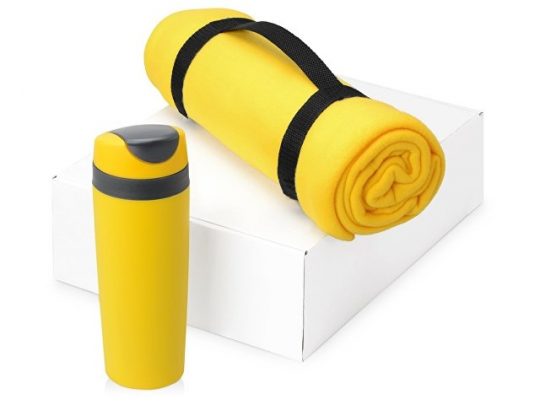 Подарочный набор Cozy с пледом и термокружкой, желтый, арт. 016345303