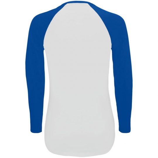 Футболка женская с длинным рукавом MILKY LSL белая с ярко-синим, размер XXL