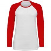 Футболка женская с длинным рукавом MILKY LSL белая с красным, размер XL