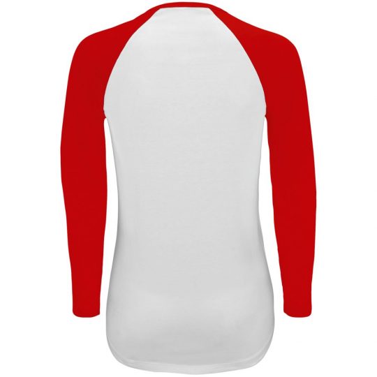 Футболка женская с длинным рукавом MILKY LSL белая с красным, размер XXL