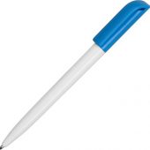 Промо ручка пластиковая шариковая Миллениум Color CLP, белый/голубой, арт. 016357503