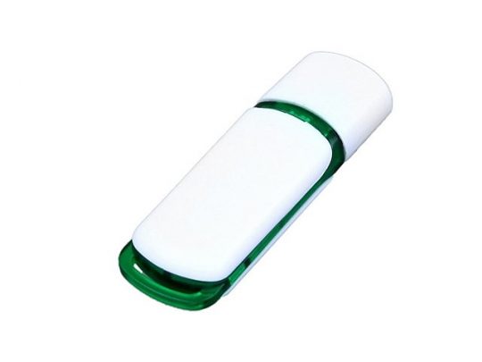 Флешка промо прямоугольной классической формы с цветными вставками, 16 Гб, белый/зеленый (16Gb), арт. 016479003