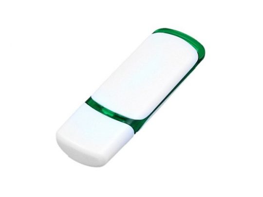 Флешка промо прямоугольной классической формы с цветными вставками, 16 Гб, белый/зеленый (16Gb), арт. 016479003